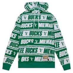 Bluza z kapturem Milwaukee Bucks Teamwrap. Zielone bluzy damskie Mitchell & Ness, m, bez wzorów, z bawełny, z kapturem. Za 531.70 zł.
