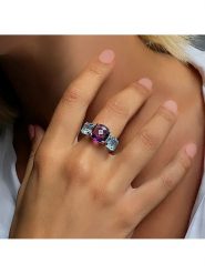 Les Petites Précieuses Srebrny pierścionek z topazem i ametystem rozmiar: 58. Niebieskie pierścionki damskie Les Petites Précieuses, z ametystem, srebrne. Za 251.45 zł.