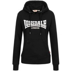 Bluza damska z kapturem Lonsdale Flookburgh. Czarne bluzy damskie Lonsdale, l, bez wzorów, z bawełny, z kapturem. Za 228.50 zł.