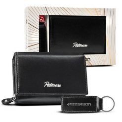 Zestaw prezentowy Peterson PTN SET-D-02-KCS czarny. Czarne portfele damskie Peterson, bez wzorów, ze skóry. Za 87.99 zł.