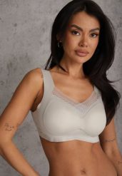 Szary Sportowy Biustonosz z Usztywnieniem Ozdobiony Siateczkową Wstawką Edalissa. Szare biustonosze sportowe damskie Renee, bez wzorów. Za 24.99 zł.