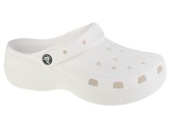 Klapki Crocs Model Classic Platform Clog W Kolor Biały. Białe klapki damskie Crocs, bez wzorów, z gumy, bez obcasa, bez zapięcia. Za 276.00 zł.
