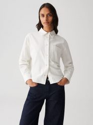 OPUS Koszula "Frone" w kolorze białym rozmiar: 42. Białe koszule damskie Opus, bez wzorów, z bawełny, bez kołnierzyka, bez ramiączek. Za 143.99 zł.