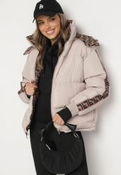 Beżowa Dwustronna Kurtka Puffer z Odpinanym Kapturem i Kieszeniami Erisaria. Brązowe kurtki damskie Born2be, l, bez wzorów, z jeansu. Za 229.99 zł.