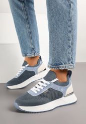 Niebieskie Siateczkowe Sneakersy Dorami. Niebieskie obuwie sportowe damskie Born2be, z jeansu, bez zapięcia. Za 84.99 zł.