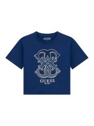 Guess Kids Top 180877 Niebieski Classic Fit. Niebieskie koszulki i t-shirty dziewczęce Guess Kids, z aplikacjami, bez kołnierzyka, bez ramiączek. Za 115.00 zł.