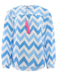 Zwillingsherz Bluzka "Zick Zack" w kolorze błękitnym rozmiar: L/XL. Niebieskie bluzki damskie Zwillingsherz, l, bez wzorów, z wiskozy, bez kołnierzyka, bez ramiączek. Za 66.16 zł.