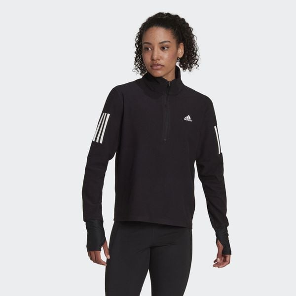 Bluza do biegania Own the Run Running 1/2 Zip. Czarne bluzy damskie Adidas, xs, bez wzorów, z materiału, bez kaptura. W wyprzedaży za 204.25 zł.
