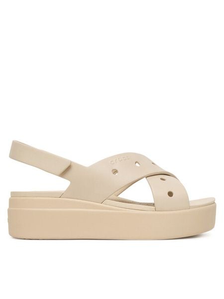 Crocs Sandały Brooklyn 4U Cross Strap Sandal 212254 Beżowy. Brązowe sandały damskie Crocs, bez wzorów, z tworzywa sztucznego, bez obcasa, na koturnie, bez zapięcia. Za 187.99 zł.