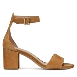 Sandały Geox. Brązowe sandały damskie Geox, bez wzorów, bez obcasa, na słupku, bez zapięcia. Za 389.99 zł.