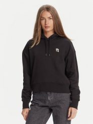KARL LAGERFELD Bluza A3W20053 Czarny Regular Fit. Czarne bluzy damskie KARL LAGERFELD, xl, bez wzorów, z bawełny, bez kaptura. Za 739.99 zł.