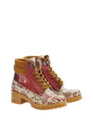 Goby Botki w kolorze beżowo-czerwonym ze wzorem rozmiar: 36. Brązowe botki damskie Goby, z materiału, z okrągłym noskiem, bez obcasa, bez zapięcia. Za 260.99 zł.