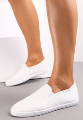 Białe Wsuwane Tenisówki Materiałowe Jaylisa. Białe obuwie sportowe damskie Renee, z materiału, bez zapięcia, tenisowe. Za 39.99 zł.