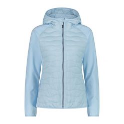 Damska kurtka hybrydowa z kapturem CMP. Niebieskie kurtki damskie CMP, na zimę, bez wzorów, z kapturem. Za 323.50 zł.