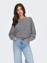 ONLY Sweter w kolorze szarym rozmiar: L. Szare swetry klasyczne damskie Only, l, bez kołnierzyka. Za 127.35 zł.