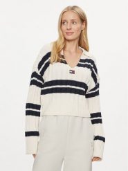 Tommy Jeans Sweter DW0DW17321 Écru Boxy Fit. Swetry klasyczne damskie Tommy Jeans, l, z jeansu, bez kołnierzyka. Za 359.99 zł.
