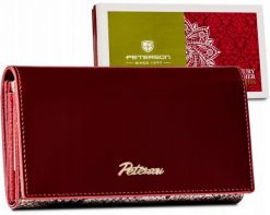 Portfel skórzany Peterson [DH] PTN BS-466 SN/RED czerwony. Czerwone portfele damskie Peterson, bez wzorów, ze skóry. Za 117.99 zł.