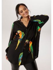 Aniston Bluzka w kolorze czarnym rozmiar: 50. Czarne bluzki damskie Aniston, bez wzorów, z wiskozy, bez kołnierzyka, bez ramiączek. Za 217.99 zł.