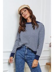 So Cachemire Sweter "Dweg" w kolorze granatowo-białym rozmiar: XL. Niebieskie swetry klasyczne damskie So Cachemire, xl, z kaszmiru, bez kołnierzyka. Za 271.67 zł.