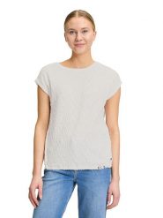 BETTY & CO Koszulka w kolorze kremowym rozmiar: M. Brązowe bluzki damskie Betty & Co, m, bez wzorów, bez kołnierzyka, bez ramiączek. Za 73.45 zł.