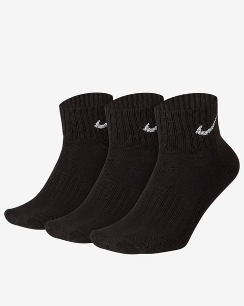 Nike 3PPK VALUE COTTON QUARTER Skarpety unisex. Czarne skarpetki damskie Nike, bez wzorów, z bawełny. Za 54.99 zł.