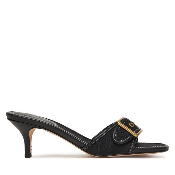 Klapki Coach. Czarne klapki damskie Coach, bez wzorów, bez obcasa, bez zapięcia. Za 889.99 zł.