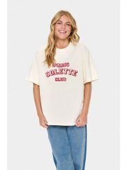 SAINT TROPEZ Koszulka w kolorze kremowym rozmiar: L. Brązowe bluzki damskie Saint Tropez, l, bez wzorów, bez kołnierzyka, bez ramiączek. Za 104.99 zł.