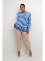 KAFFE curve Sweter w kolorze niebiesko-białym rozmiar: L. Niebieskie swetry klasyczne damskie KAFFE curve, l, bez kołnierzyka. Za 78.99 zł.