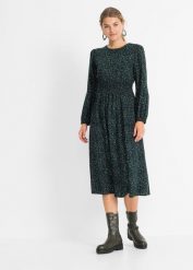 Sukienka midi w kwiaty. Czarne sukienki damskie bonprix, bez wzorów, bez ramiączek. Za 149.99 zł.