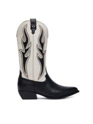 Guess Botki FLTLRG LEA11 Czarny. Czarne botki damskie Guess, ze skóry, bez obcasa, na słupku, bez zapięcia. Za 954.99 zł.