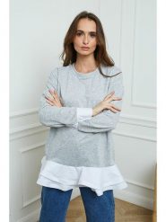 Joséfine Bluza "Tamara" w kolorze szaro-białym rozmiar: L. Szare bluzy damskie Joséfine, l, bez wzorów, z bawełny, bez kaptura. Za 192.40 zł.
