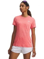 Under Armour Koszulka sportowa "Twist" w kolorze koralowym rozmiar: XS. Czerwone koszulki sportowe damskie Under Armour, xs, bez wzorów, z materiału, bez ramiączek, outdoorowe. Za 69.45 zł.
