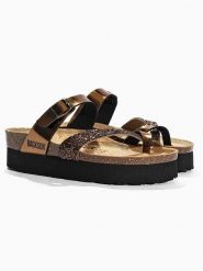 BACKSUN Skórzane japonki "Andy" w kolorze złotym rozmiar: 42. Żółte klapki damskie Backsun, bez wzorów, z materiału, z otwartym noskiem, bez obcasa, na platformie, bez zapięcia. Za 130.99 zł.