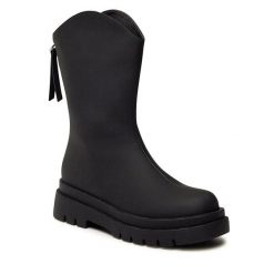 Botki DeeZee. Czarne botki damskie DeeZee, bez obcasa, na płaskiej podeszwie, bez zapięcia. Za 135.99 zł.