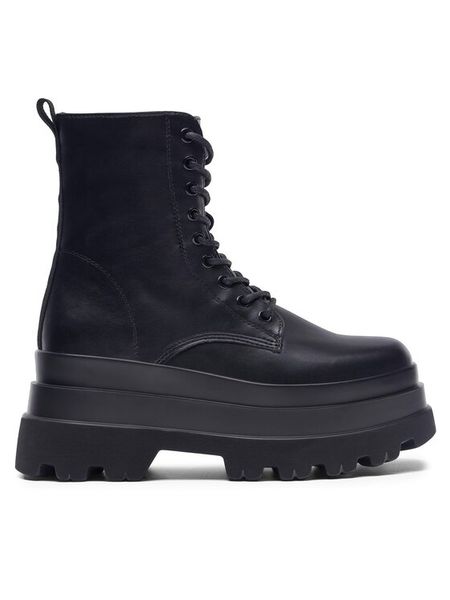 Jenny Fairy Trzewiki ASTA H2163-1 Czarny. Czarne botki damskie Jenny Fairy, z syntetyku, bez obcasa, na płaskiej podeszwie, bez zapięcia. Za 199.99 zł.