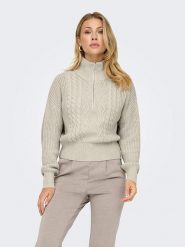 ONLY Sweter w kolorze kremowym rozmiar: L. Brązowe swetry klasyczne damskie Only, l, ze splotem, bez kołnierzyka. Za 105.38 zł.