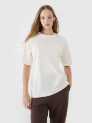 4F T-shirt oversize gładki damski - biały S. Białe t-shirty damskie 4F, s, bez wzorów, z bawełny, bez kołnierzyka. W wyprzedaży za 39.99 zł.