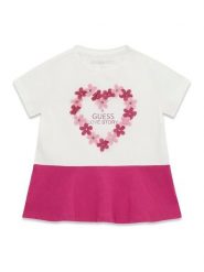 Guess Kids T-Shirt 181803 Biały Classic Fit. Białe koszulki i t-shirty dziewczęce Guess, z aplikacjami, z bawełny, bez kołnierzyka, bez ramiączek. Za 114.99 zł.