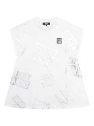 DKNY Sukienka codzienna D32884 D Biały Regular Fit. Białe sukienki dziewczęce DKNY, bez wzorów, z bawełny, bez ramiączek, proste. Za 349.99 zł.