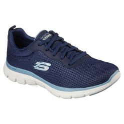 Buty do chodzenia damskie Skechers Flex Appeal Brilliant View. Niebieskie obuwie sportowe damskie Skechers, bez zapięcia, na fitness i siłownię. Za 449.99 zł.