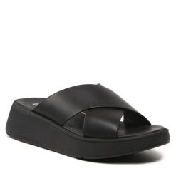 Klapki FitFlop. Czarne klapki damskie FitFlop, bez wzorów, bez obcasa, bez zapięcia. Za 319.99 zł.