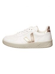 Veja Skórzane sneakersy "V 10" w kolorze złoto-białym rozmiar: 39. Białe obuwie sportowe damskie Veja, bez zapięcia. Za 483.17 zł.