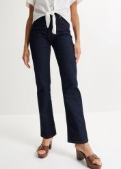 Jeansy ze stretchem, straight, mid waist. Szare jeansy damskie bonprix. Za 109.99 zł.
