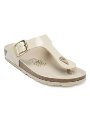 Mandel Japonki w kolorze kremowym rozmiar: 37. Brązowe klapki damskie Mandel, bez wzorów, z otwartym noskiem, bez obcasa, bez zapięcia. Za 121.99 zł.