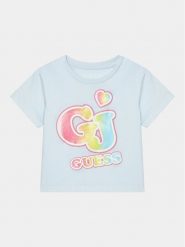 Guess T-Shirt K4RI28 K8HM0 Błękitny Boxy Fit. Niebieskie koszulki i t-shirty dziewczęce Guess, z aplikacjami, z bawełny, bez kołnierzyka, bez ramiączek. Za 109.99 zł.