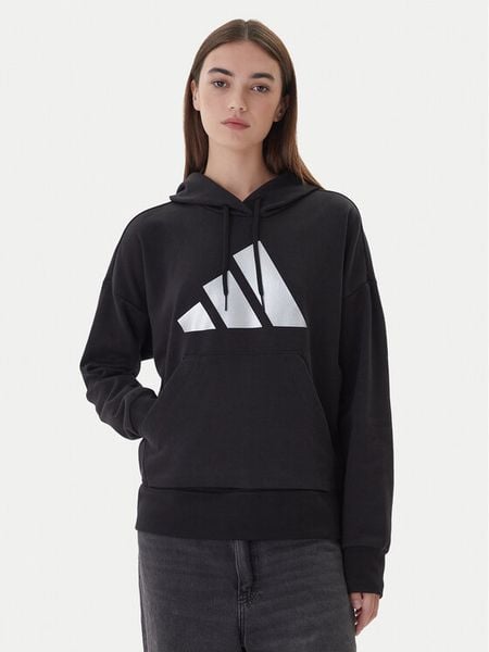 Adidas Bluza Holiday Metallic Graphic JV8526 Czarny Regular Fit. Czarne bluzy damskie Adidas, l, bez wzorów, z bawełny, bez kaptura. Za 219.99 zł.
