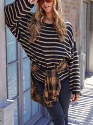 LA Angels Sweter w kolorze czarno-karmelowym rozmiar: L. Brązowe swetry klasyczne damskie LA Angels, l, bez kołnierzyka. Za 159.96 zł.