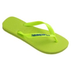 Klapki Havaianas Model Brasil Logo Neon Kolor Zielony. Zielone klapki damskie Havaianas, bez wzorów, z gumy, bez obcasa, bez zapięcia. Za 127.90 zł.