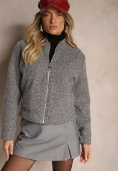 Szara Klasyczna Kurtka Przejściowa z Suwakiem Nelinia. Szare kurtki damskie Renee, l, bez wzorów, z jeansu, bez kaptura. Za 159.99 zł.