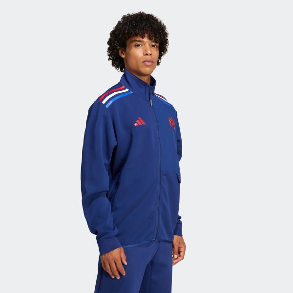 Kurtka do rugby ADIDAS Francuska Reprezentacja Rugby XV de France. Brązowe kurtki damskie Adidas, s, bez wzorów, z dresówki, bez kaptura. Za 529.99 zł.
